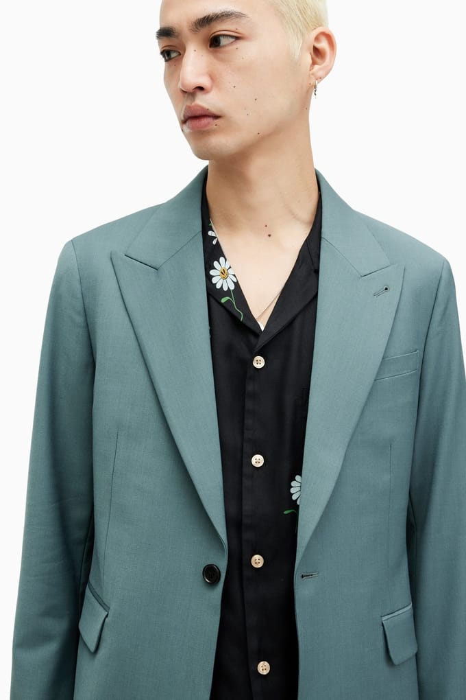 AllSaints Moad Blazer Petrol Blue Größe: 40 | Blazer Outlet | Herren | Blau