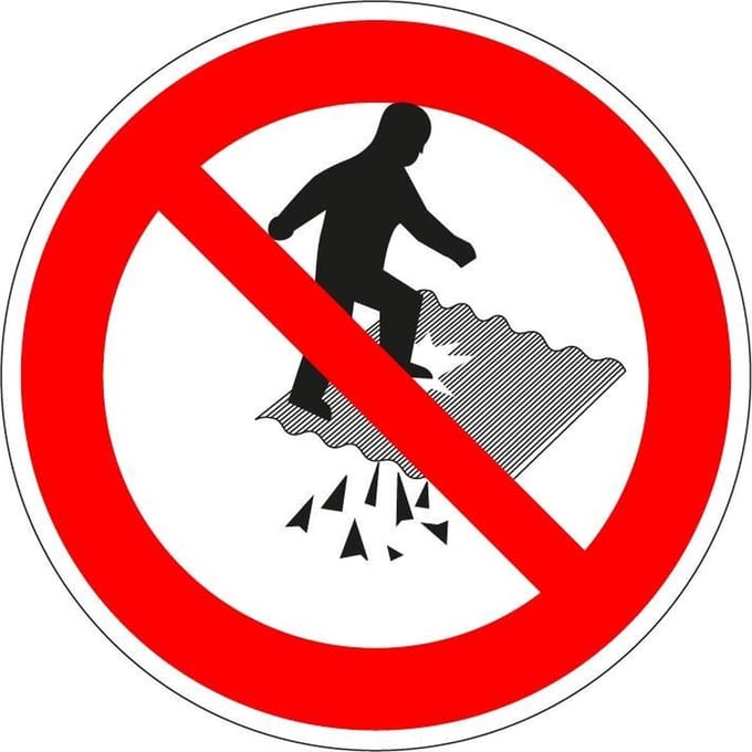 Niet betreden instortingsgevaar sticker 150 mm