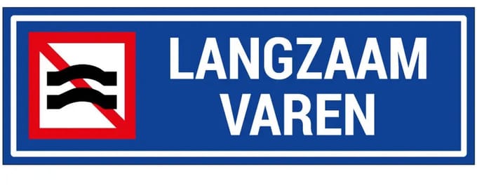 Langzaam varen bord | gecoat dibond materiaal | 45 x 15 cm