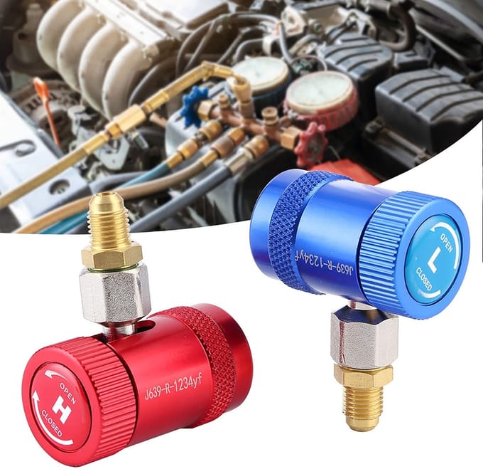 Dailygoods- Snelkoppeling Professionele Kwaliteit - Verstelbare Adapter - Duurzame Veiligheidssnelkoppeling - Messing Koppeling - R1234yf Koelmiddel - Eenvoudig Aansluiten - Koelmiddeladapter