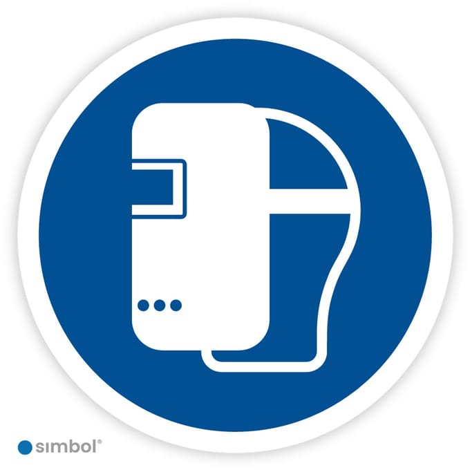Simbol® - Stickers Dragen van lasmasker verplicht (M019) - Formaat ø 5 cm.