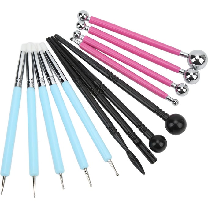 13-delige boetseerklei modelleergereedschap set complete gereedschappen diverse maten bolvormige stylus dotting tools voor pink