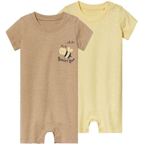 LUPILU Set van 2 baby pyjama's (Beige/Geel, 62-68)