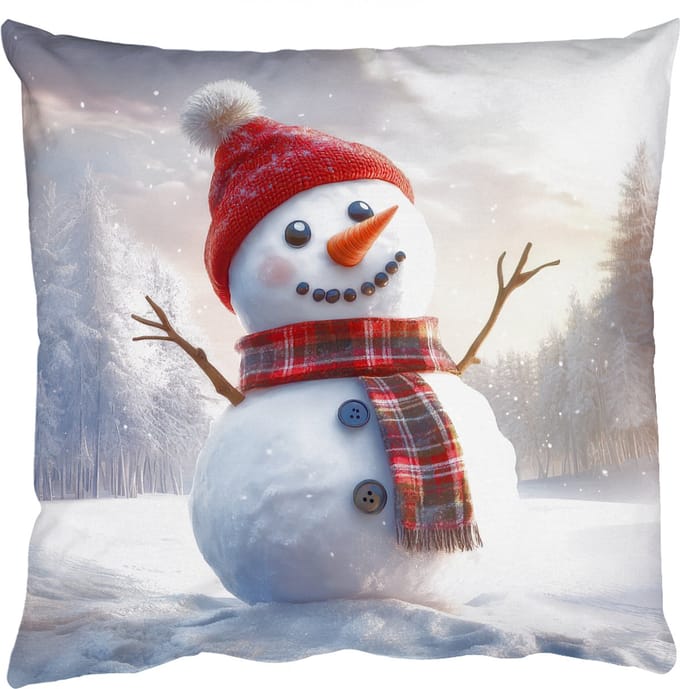 Sierkussens - Kussentjes Woonkamer - 60x60 cm - Sneeuwpop - Zonsondergang - Wit