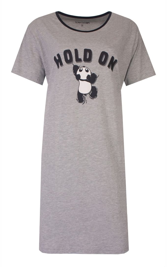 Temptation Dames Bigshirt - Hold on Print - Grijs Melange - Maat S