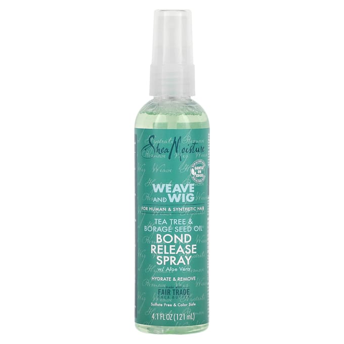 SheaMoisture, Weaves and Wigs, Bond Release Spray, with Aloe Vera, Tea Tree & Borage Seed Oil, 4.1 fl oz (121 ml) white