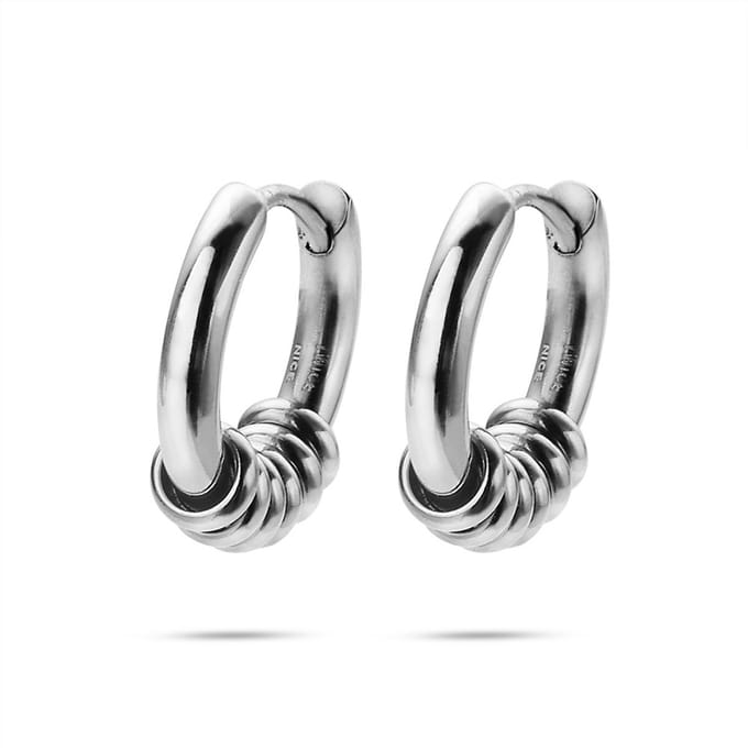 Twice As Nice Oorbellen in edelstaal, oorring met 6 ringen
