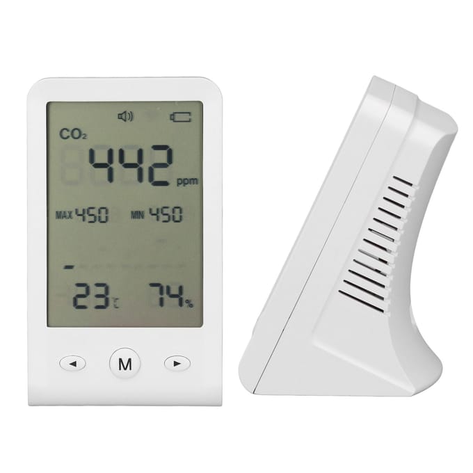 CO2-meter Thermometer Hygrometer Hoge Nauwkeurigheid Desktop CO2-detector Binnenluchtkwaliteitsmeter met gray