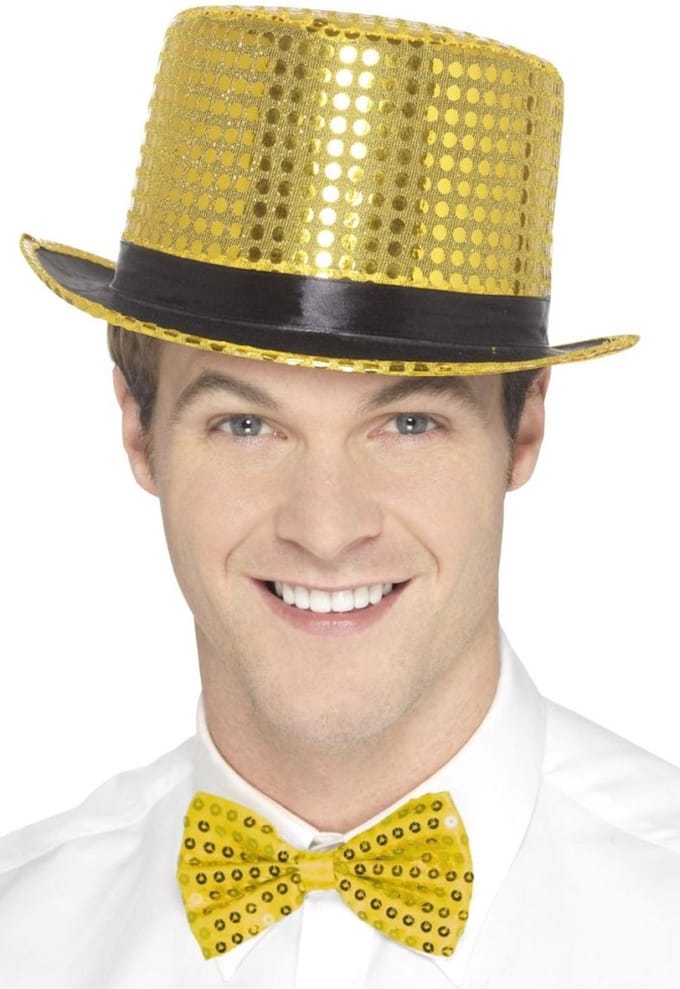 Smiffys - Sequin Kostuum Hoed - Goudkleurig