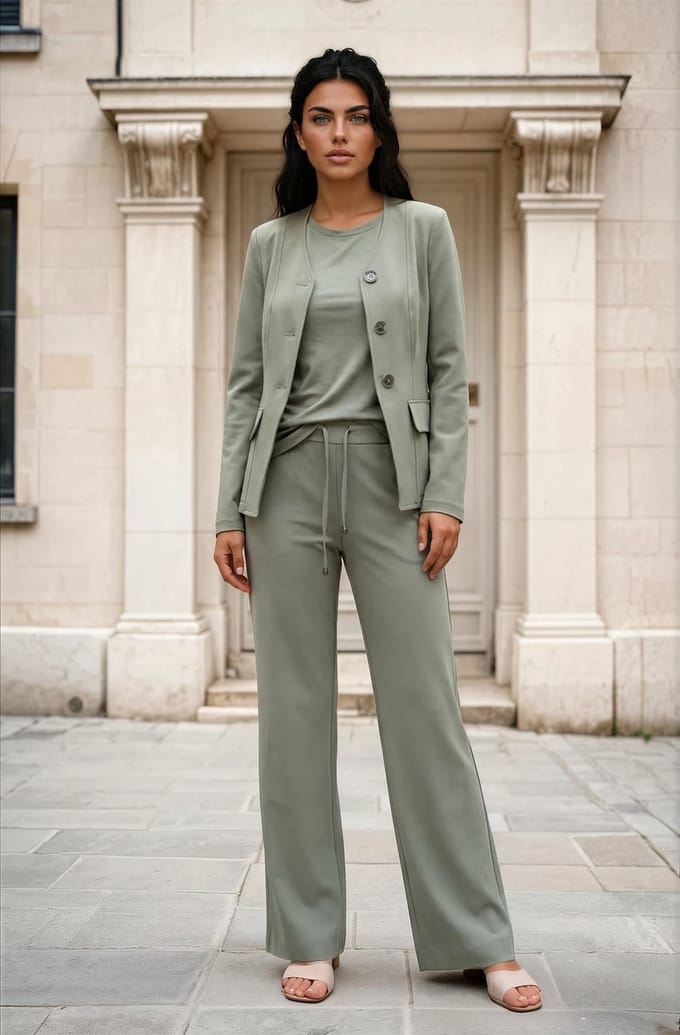 MI PIACE - Travel Blazer Uni Collarless 202824 Olive - Maat : XS