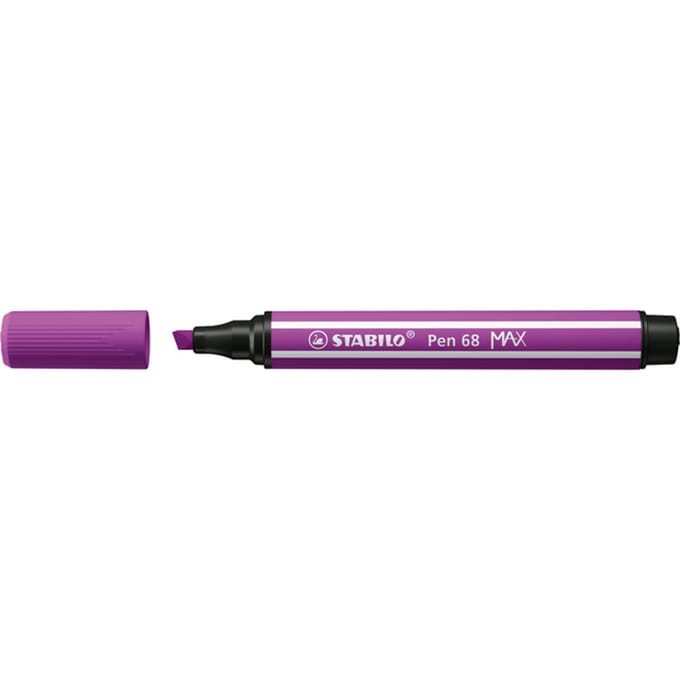STABILO Pen 68 MAX - Fibre-tip Pen with Thick Chisel Tip - Lilac