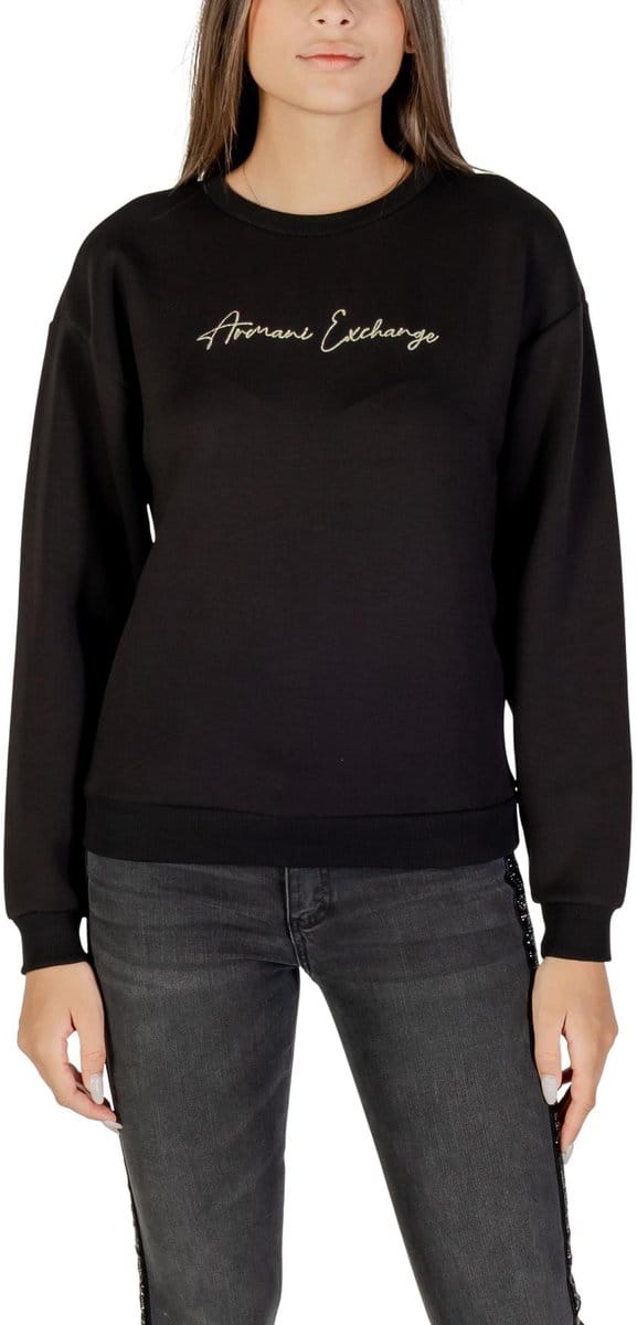 Printed Long Sleeve Round Neck Sweatshirt Wo - Black