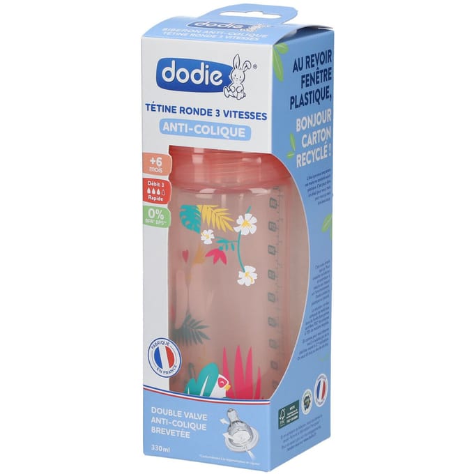 Dodie® Anti-Colique Zuigfles Roze vanaf 6 Maanden 330ml 1 Flesjes
