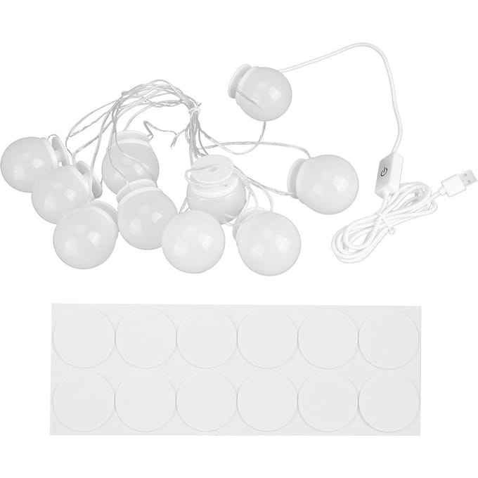 10-Lampen Wand LED Spiegel Vullicht Make-up Lamp Lichtsnoer voor Dagelijkse Professionele Make-up white