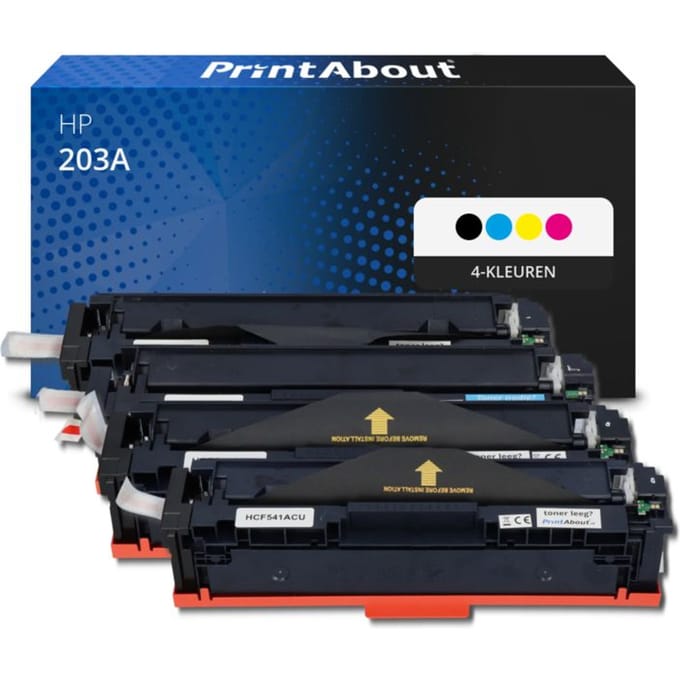PrintAbout huismerk Toner 203A (CF540A) 4-kleuren Multipack Geschikt voor HP