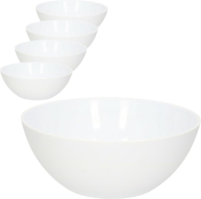 Plasticforte Serveerschaal/saladeschaal - 4x - D20 x H8 cm - kunststof - wit