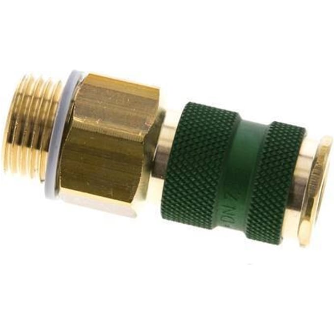 Messing DN 7.2 (Euro) Groen-Coded Luchtkoppeling Snelkoppeling G 1/2 inch Buitendraad - CLS7-M-B-GRE-P-CD-012
