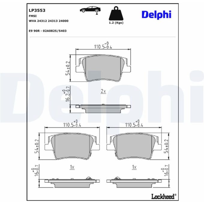Remblokkenset, schijfrem DELPHI LP3553