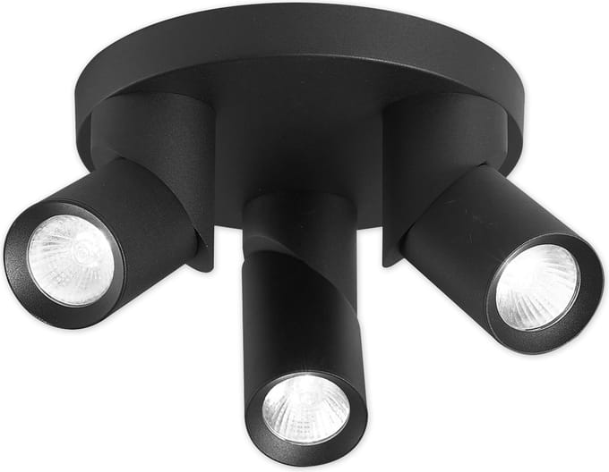 Ronde opbouwspot 3lichts - zwart aluminium