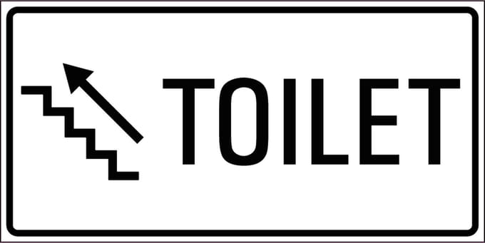 Toilet trap omhoog sticker links 300 x 150 mm