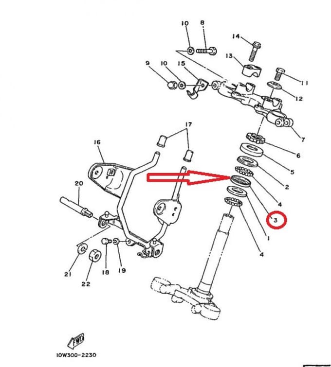 Cuvette inf roulement direction pour scooter Yamaha 50 Passol 2003 183-23412-00 Neuf