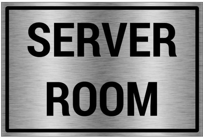 Server room bord - gecoat brushed aluminium - grijs zwart | 30 x 20 cm