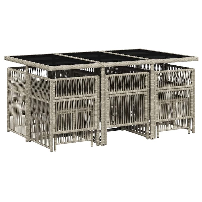 vidaXL - 11-delige - Tuinset - met - kussens - poly - rattan - lichtgrijs