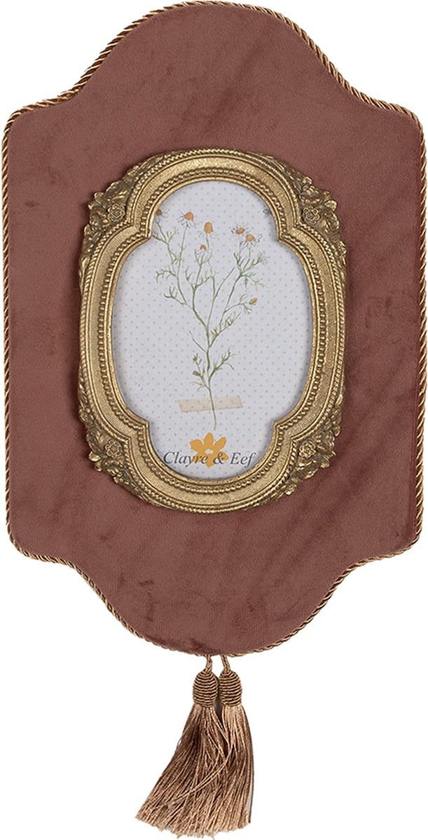 Clayre & Eef Fotolijst 10x15 cm Roze Goudkleurig Kunststof