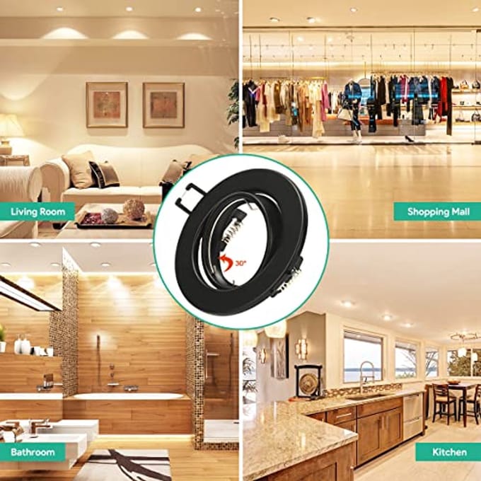 Set van 10 Draaibare Inbouwspots GU10 in Mat Zwart - Rond LED-Inbouwframes