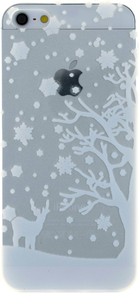 Peachy Wit winter kerst silicone geschikt voor iPhone 5 5s SE 2016 hoesje case cover