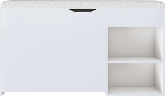 Witte schoenbank van MDF en pu leer voor hal 100×30×52cm
