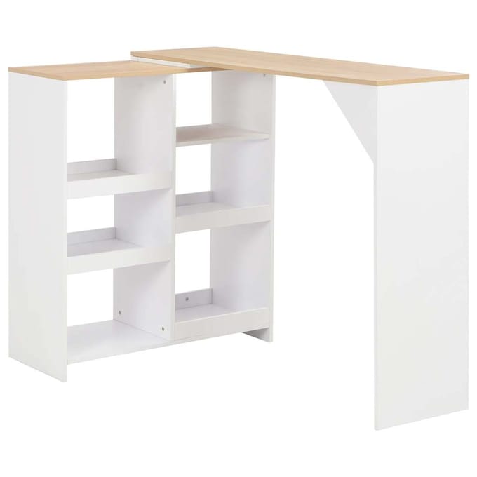vidaXL - Bartafel - met - verplaatsbaar - schap - 138x39x110 - cm - wit