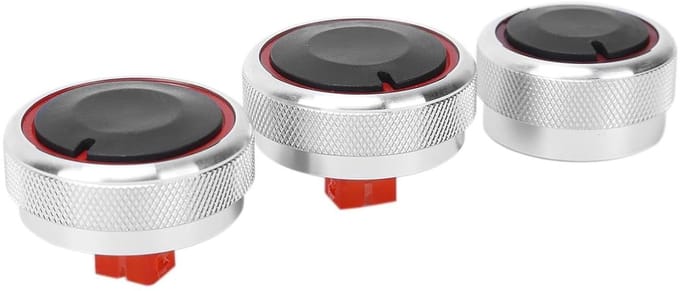 Airconditioning Knop - AC Controller - Interieur Vernieuwen - Aluminiumlegering ABS - 3 Stuks - Zilver