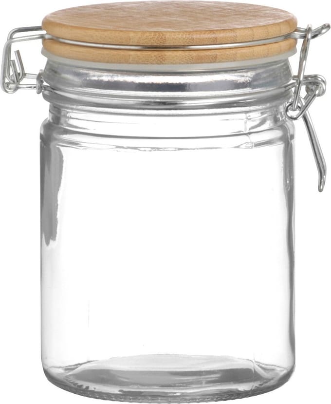 Urban Living Voorraadpot/bewaarpot - 700 ml - glas - met beugelsluiting - bamboe deksel
