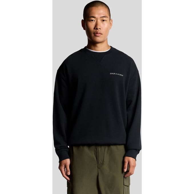 Lyle & Scott Script Brushback Crew Neck Sweatshirt Dark Navy Taglia: S | Maglioni a maglia Outlet | Uomo | Blu
