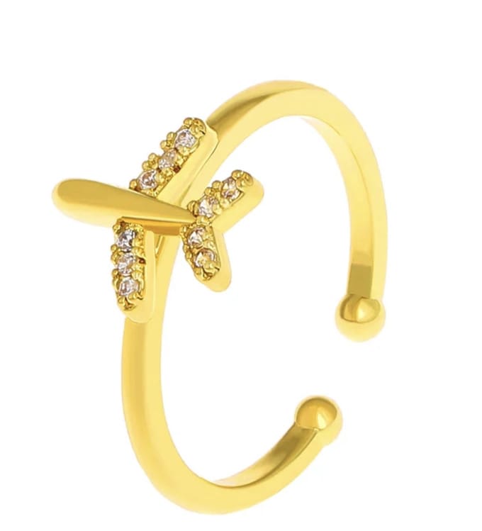 Vliegtuig ring | goud gekleurd