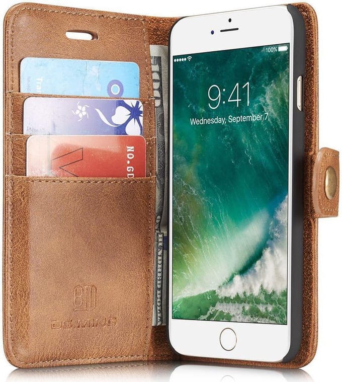 Portemonnee Hoesje Echt Leer Bruin Geschikt voor Apple iPhone SE (2020/2022)/7/8