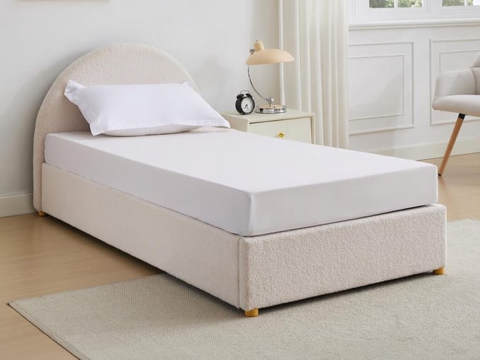 Vente-unique Bed met opbergruimte stof crème 90 x 190 cm
