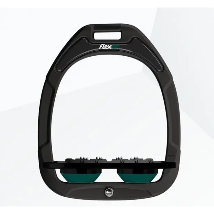 Platte Ultra Grip Stijgbeugels Zwart/Zwart/Groen Flex-On Green Composite