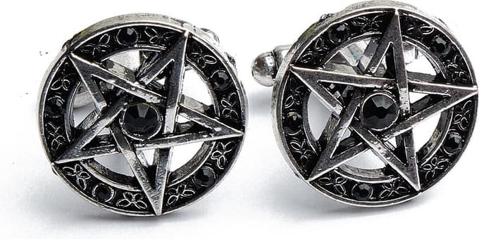 Manchetknopen - Pentagram met Zwarte Stenen