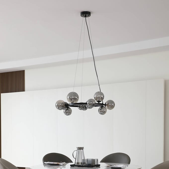 Lucande - hanglamp - 11lichts - Glas, metaal - G9 - zwart, rookgrijs