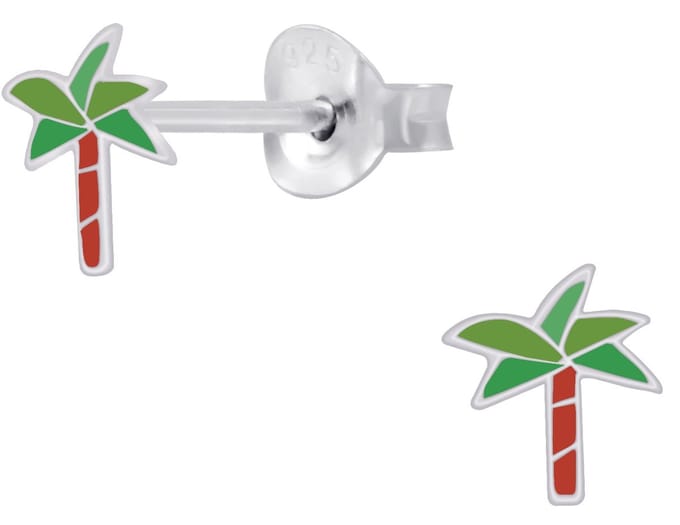 Joy|S - Zilveren palmboom oorbellen - 6 mm
