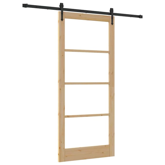 vidaXL - Schuifdeur - 93 - x - 211 - cm - Massief - grenenhout - en - glas