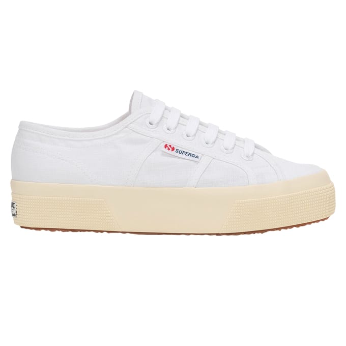 Superga Unisex 2740 Linnen platformschoenen voor volwassenen (Wit/ gebroken wit)