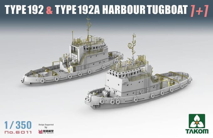 Takom Modelbouwpakket Militaire voertuigen - 6011 Type 192 - 192A Harbour Tugboat - 2 Sleepboten Plastic - 1:350 - Modelbouw