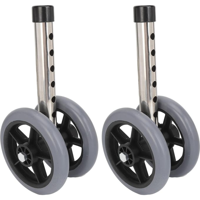 2 stuks Walker vervangingswiel 6 versnellingen in hoogte verstelbaar soepel rollende rollator wielpoten gray
