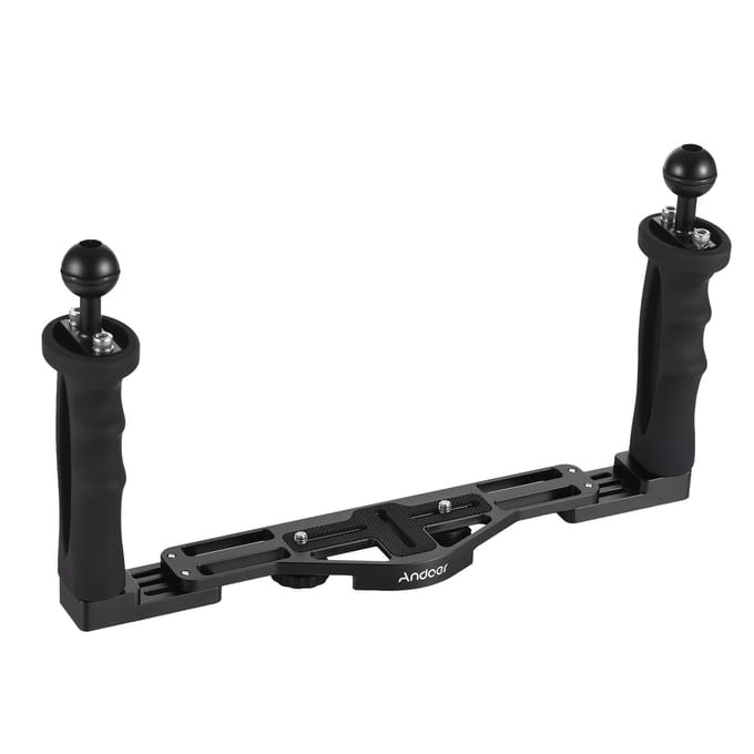 Andoer Camera Duikrig met Dubbele Handgreep Handheld Onderwater Tray Stabilisator Verstelbare Camera zwart