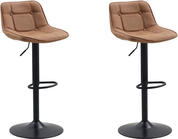 Set van 2 draaibare barkrukken industrieel Keston cognac