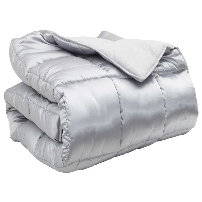 vidaXL - Winter - Duvet - Zilver - 140 - x - 220 - cm - Satijn - en - Microfiber