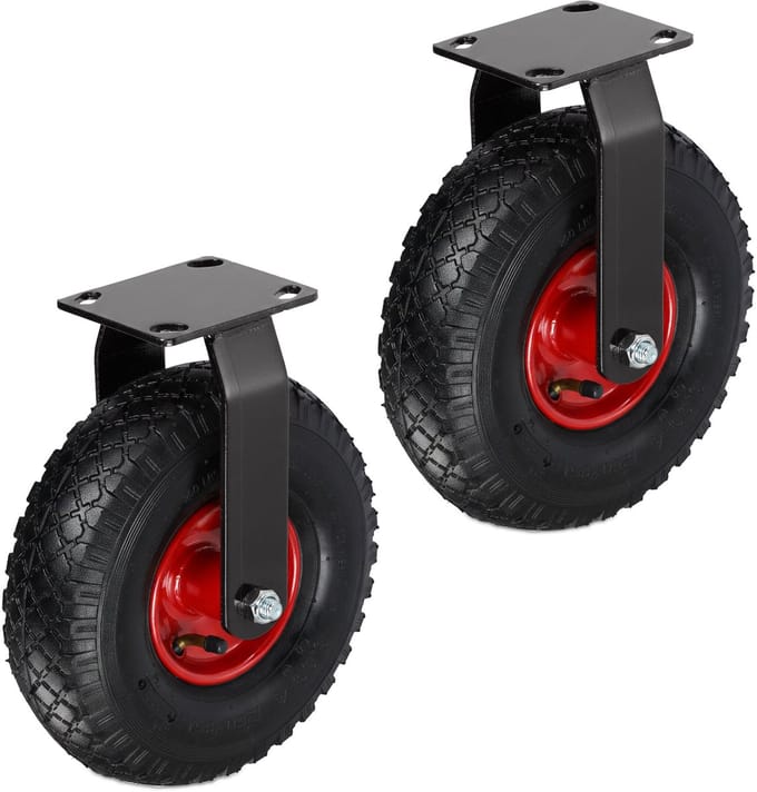 bokwielen - 2 stuks - 3.00-4 - zwart/rood